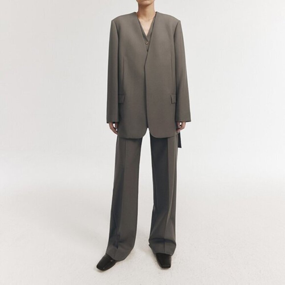 CHICJOC Classic Timeless Elephant Gray Wool Blazer Size 38